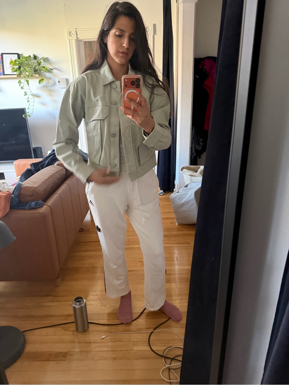 Babaton Light Mint Cropped Jean Jacket